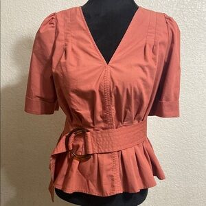 Worthington Women's Rust Top with Belted Waist